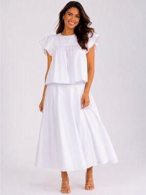 Lotus Maxi Skirt Set White